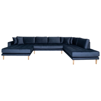 U-sofa Lido højrevendt | Blå velour